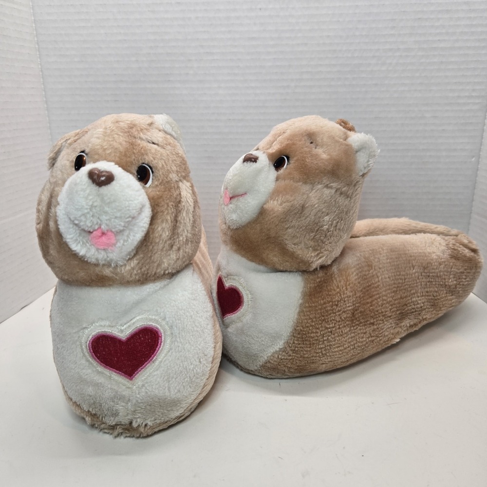 Vtg 80s Tenderheart Bear Care Bear Slippers House Shoes 1984 Size 2-3